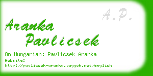 aranka pavlicsek business card